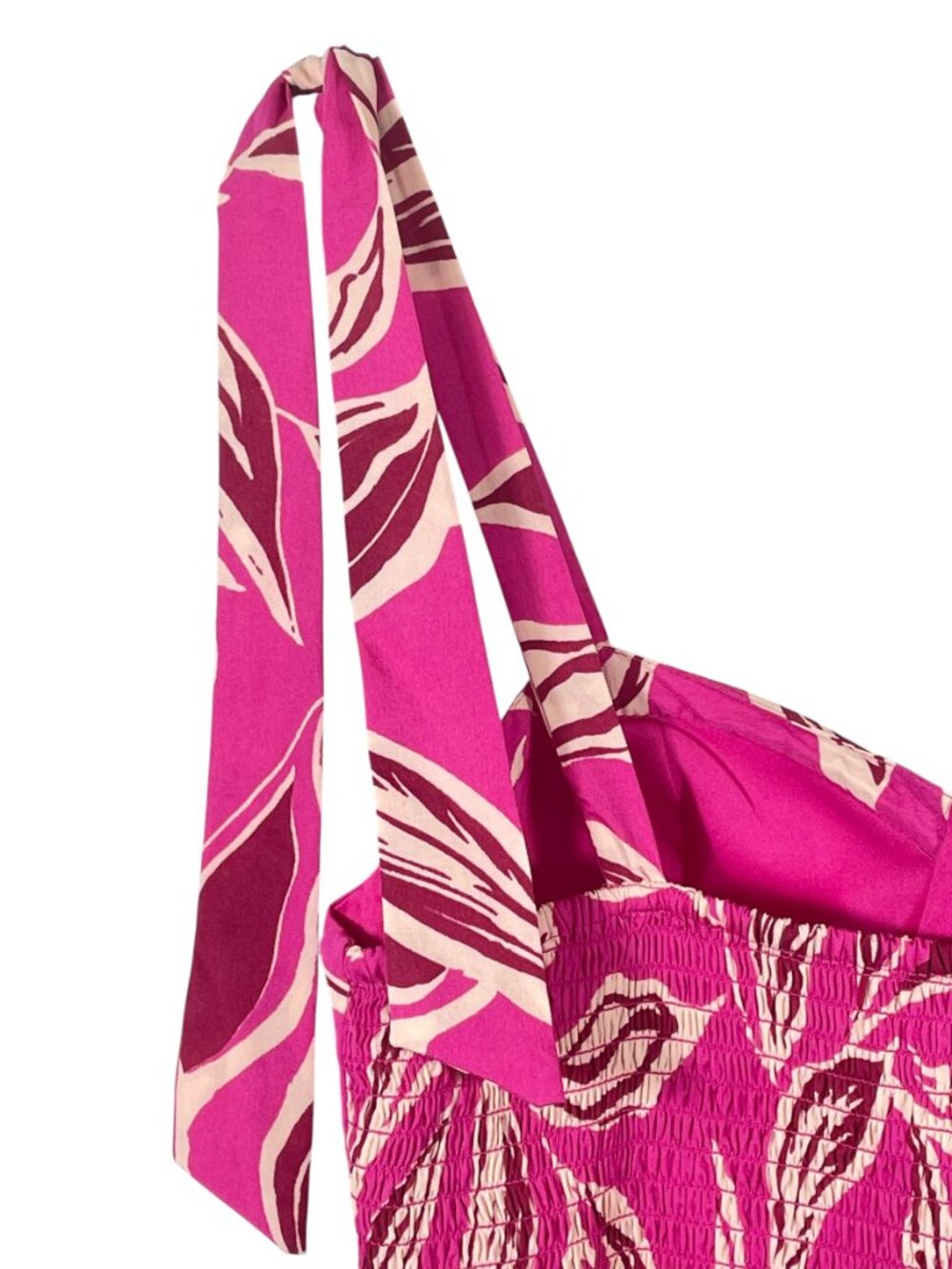 Band of the Free Pink Tropical Print Smocked Maxi Dress L Resort - Picture 9 of 14